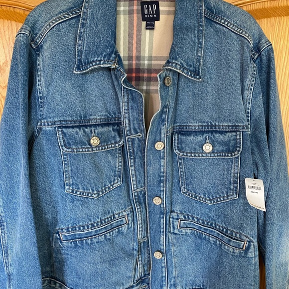 GAP Flannel Lined Jean Jacket New - Picture 1 of 6